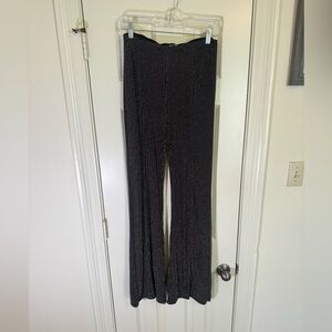 DO+BE Black Silver Gold Striped stretchy Wide Leg Pants size Large